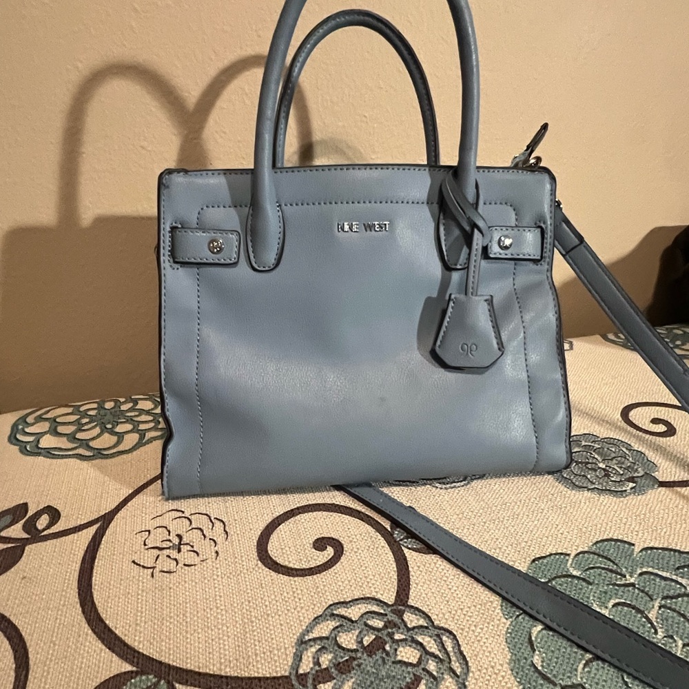 Nine West Blue Satchel Elegant Structured Design